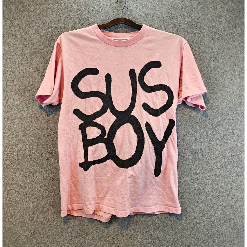 SUS BOY Pink Double-Sided Anarchy Graphic Tee Shirt Cotton Crew Neck Size M